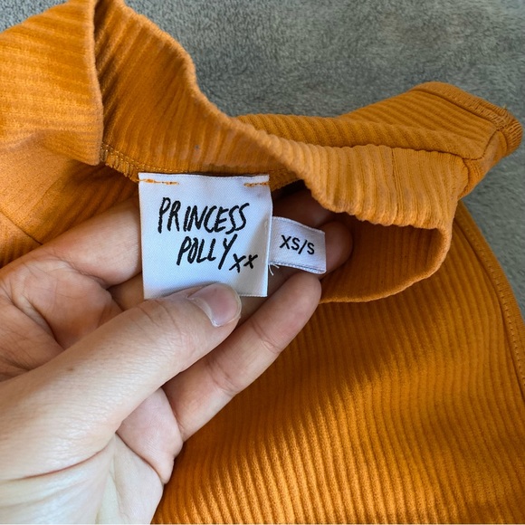 Princess Polly XS orange ribbed cropped tanktop - Picture 3 of 3